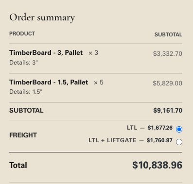 Immediate Freight Calculation on Source 2050