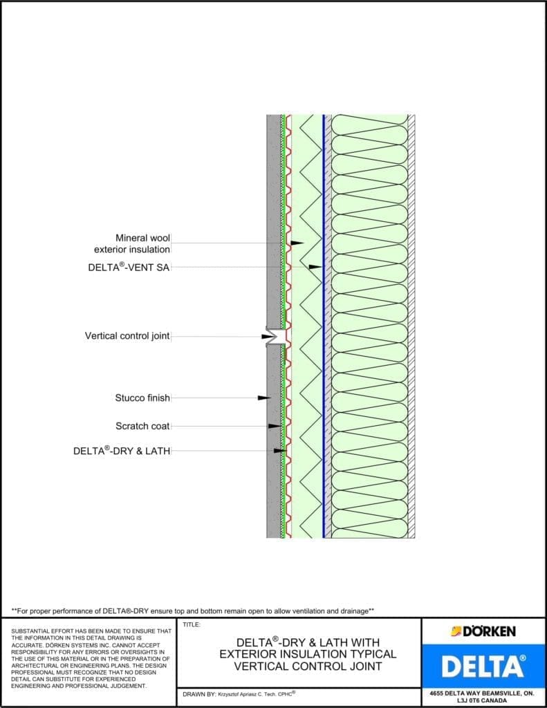 Delta® Dry and Lath with Exterior Insulation - Vertical Control Joint