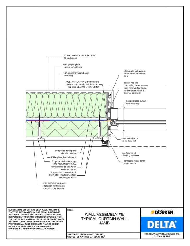 Delta® Stratus SA Wall Assembly — Light Cladding, Concrete Frame, More Than 2" Exterior Insulation - Curtain Wall Jamb