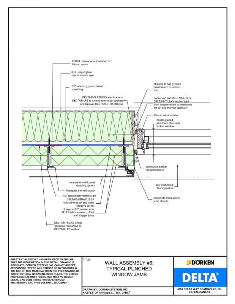 Delta® Stratus SA Wall Assembly — Light Cladding, Concrete Frame, More Than 2" Exterior Insulation - Punched Window Jamb