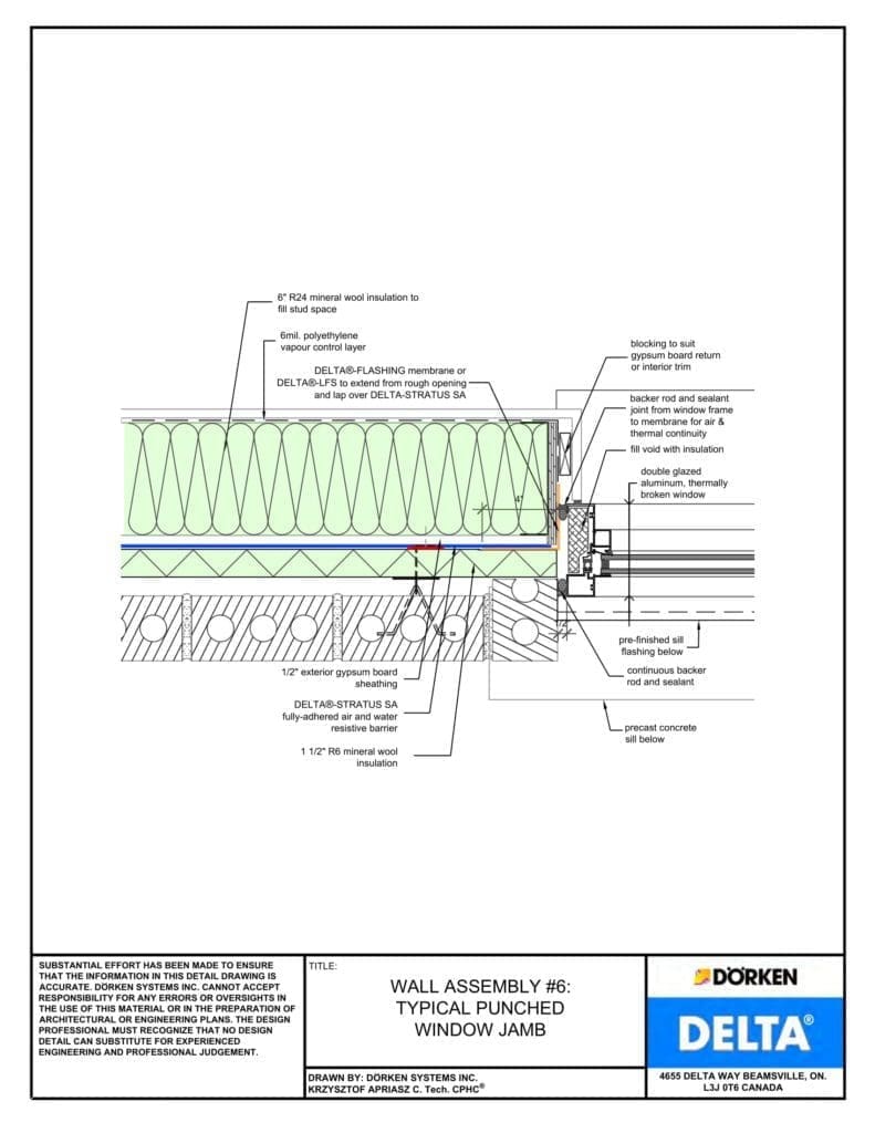 Delta® Stratus SA Wall Assembly — Heavy Cladding, Concrete Frame, Less Than 2" Exterior Insulation - Punched Window Jamb