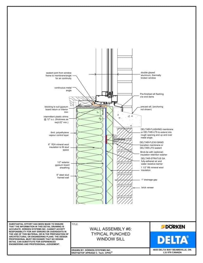 Delta® Stratus SA Wall Assembly — Heavy Cladding, Concrete Frame, Less Than 2" Exterior Insulation - Punched Window Sill