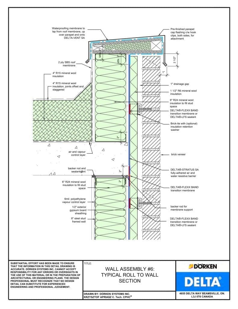 Delta® Stratus SA Wall Assembly — Heavy Cladding, Concrete Frame, Less Than 2" Exterior Insulation - Roof to Wall