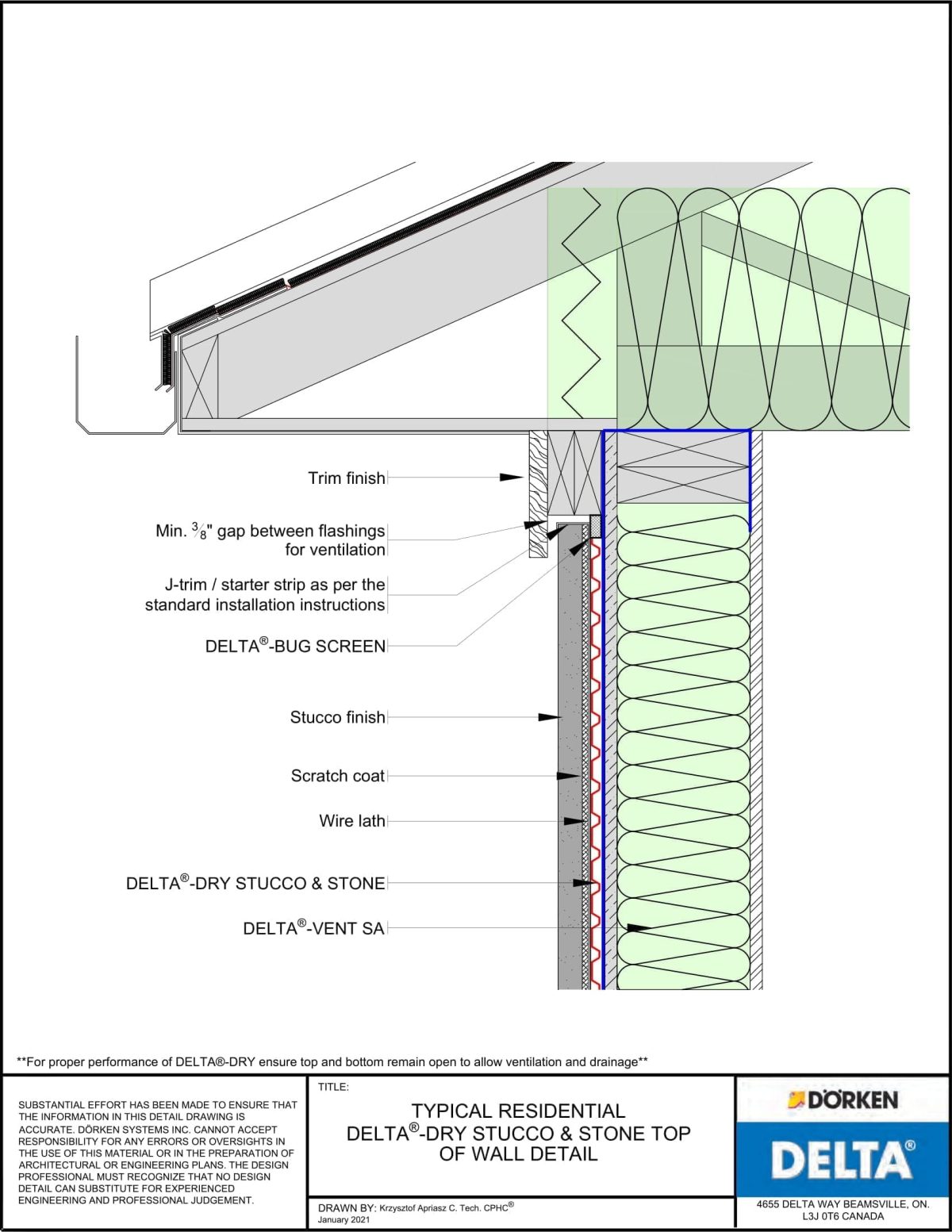 DELTA-DRY-STUCCO-STONE_Architectural-Detail-Drawings_2022-04-1.jpg Delta® Dry Stucco and Stone Wall Assembly – Top of Wall/Roof - Image 1