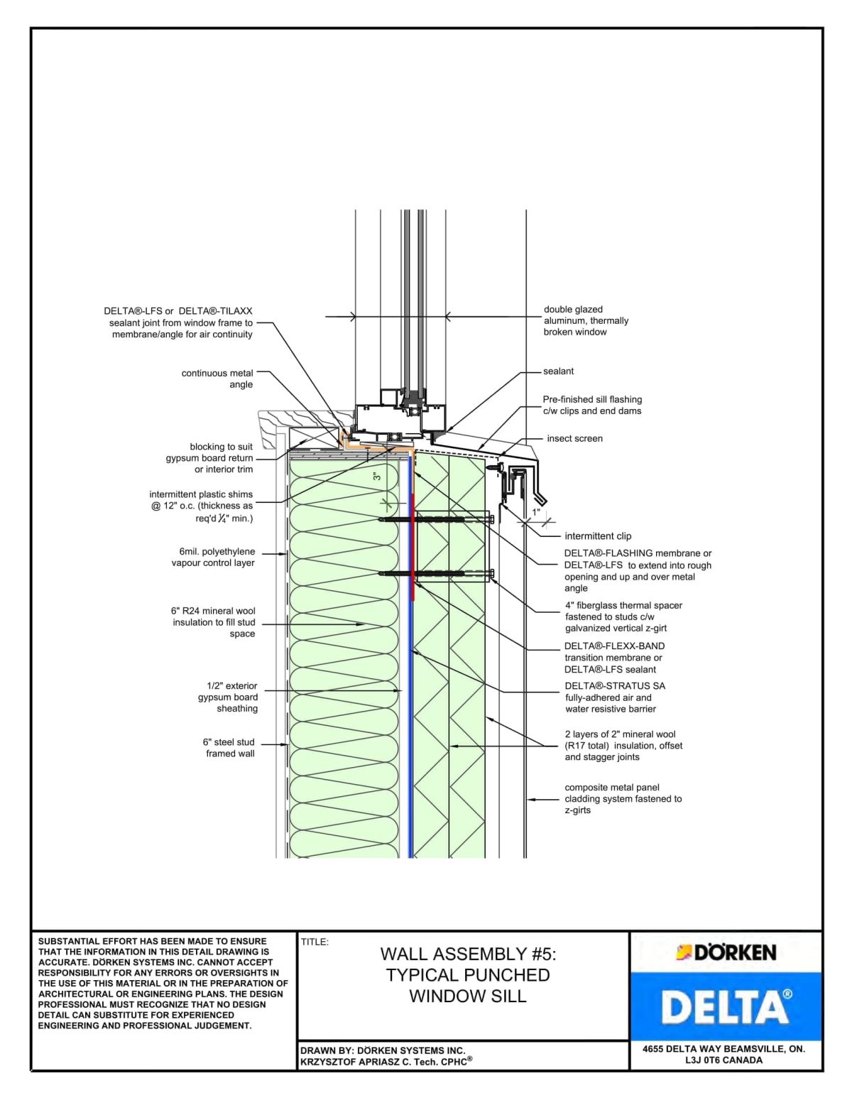 Delta® Stratus SA Wall Assembly — Light Cladding, Concrete Frame, More Than 2″ Exterior Insulation – Punched Window Sill - Image 1