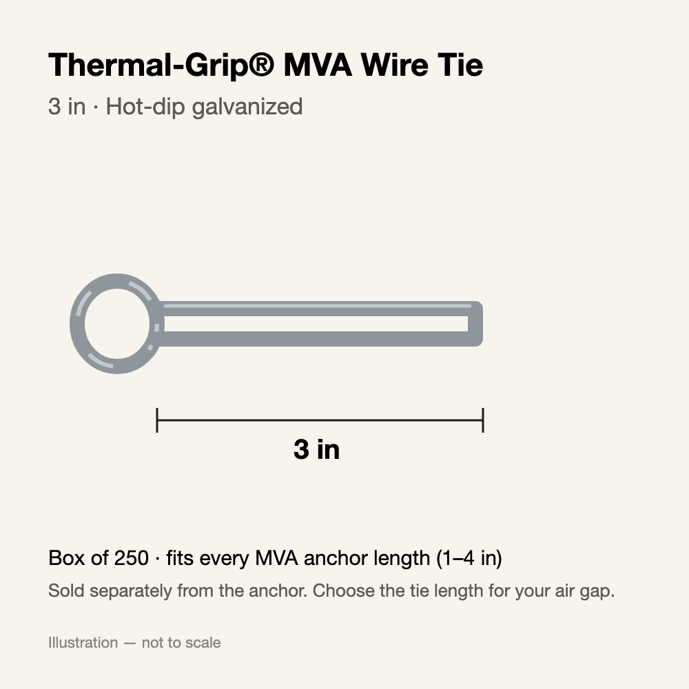 Thermal-Grip® MVA Wire Tie — 3 in, Hot-Dip Galvanized