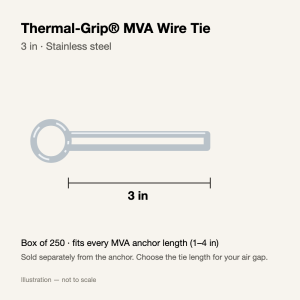 Thermal-Grip® MVA Wire Tie — 3 in, Stainless Steel